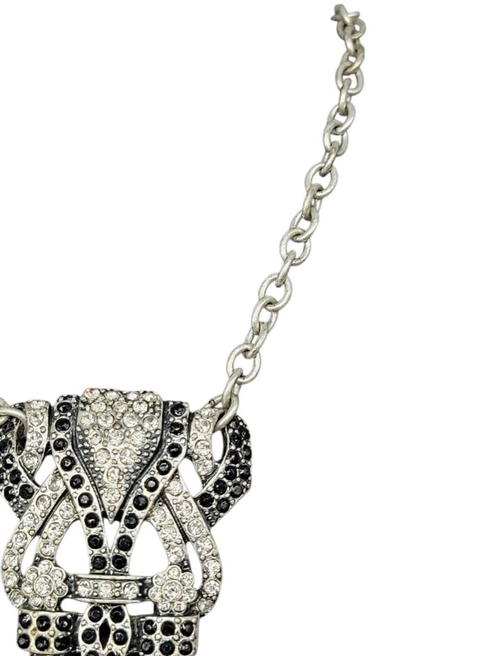 Mark. By Avon Black White Rhinestone Pendant Necklace Vintage 18" Silver Tone - Picture 10 of 11